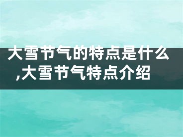 大雪节气的特点是什么,大雪节气特点介绍