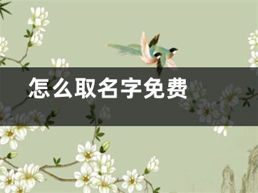  怎么取名字免费 