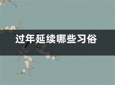 过年延续哪些习俗