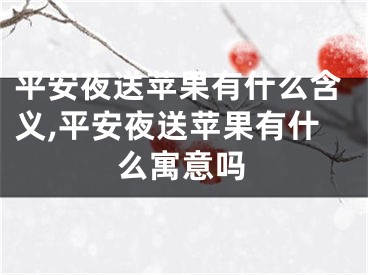 平安夜送苹果有什么含义,平安夜送苹果有什么寓意吗