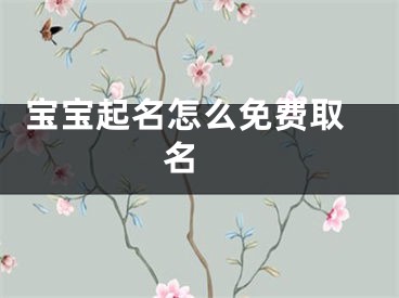  宝宝起名怎么免费取名 