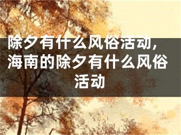 除夕有什么风俗活动,海南的除夕有什么风俗活动