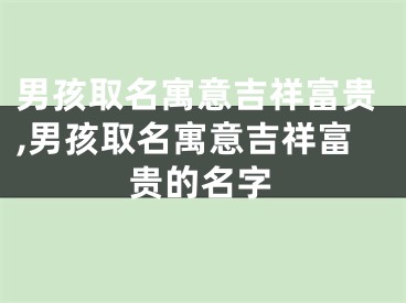 男孩取名寓意吉祥富贵,男孩取名寓意吉祥富贵的名字