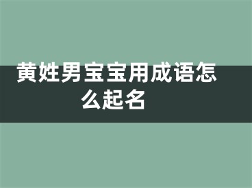  黄姓男宝宝用成语怎么起名 