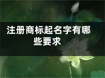  注册商标起名字有哪些要求 