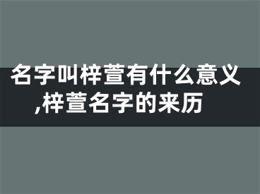 名字叫梓萱有什么意义,梓萱名字的来历