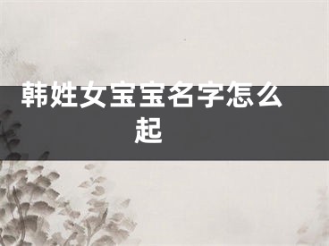  韩姓女宝宝名字怎么起 