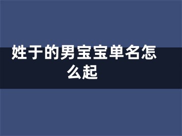  姓于的男宝宝单名怎么起 