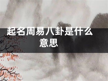  起名周易八卦是什么意思 