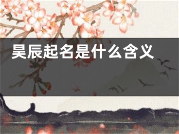  昊辰起名是什么含义 