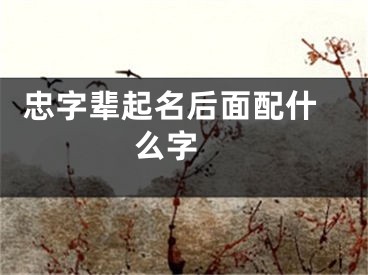  忠字辈起名后面配什么字 