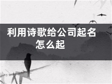  利用诗歌给公司起名怎么起 