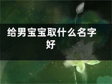  给男宝宝取什么名字好 