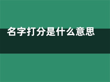  名字打分是什么意思 