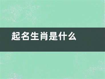  起名生肖是什么 