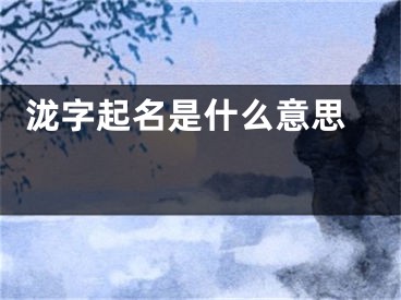  泷字起名是什么意思 