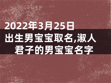 2022年3月25日出生男宝宝取名,淑人君子的男宝宝名字