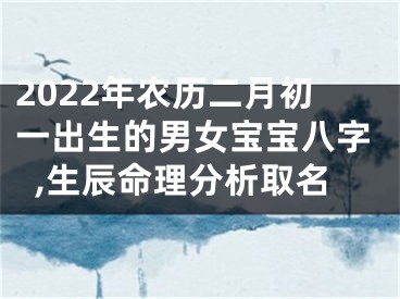 2022年农历二月初一出生的男女宝宝八字,生辰命理分析取名