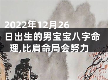 2022年12月26日出生的男宝宝八字命理,比肩命局会努力