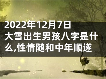 2022年12月7日大雪出生男孩八字是什么,性情随和中年顺遂