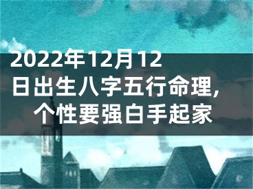 2022年12月12日出生八字五行命理,个性要强白手起家