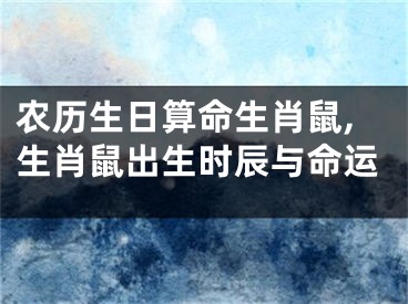 农历生日算命生肖鼠,生肖鼠出生时辰与命运