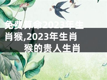 免费算命2023年生肖猴,2023年生肖猴的贵人生肖