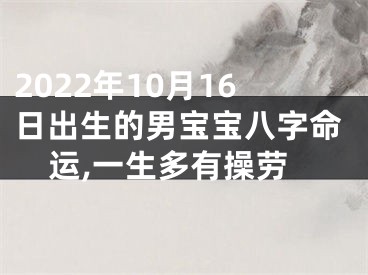 2022年10月16日出生的男宝宝八字命运,一生多有操劳