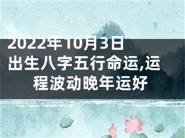 2022年10月3日出生八字五行命运,运程波动晚年运好