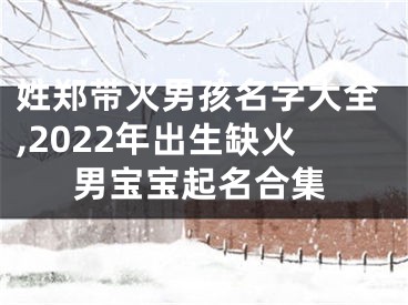 姓郑带火男孩名字大全,2022年出生缺火男宝宝起名合集