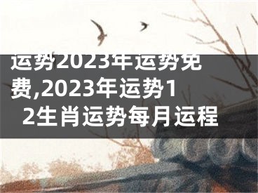 运势2023年运势免费,2023年运势12生肖运势每月运程