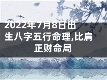 2022年7月8日出生八字五行命理,比肩正财命局