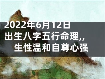 2022年6月12日出生八字五行命理,,生性温和自尊心强