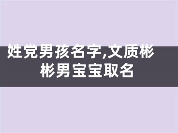 姓党男孩名字,文质彬彬男宝宝取名