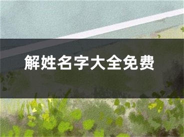 解姓名字大全免费