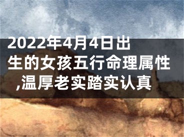 2022年4月4日出生的女孩五行命理属性,温厚老实踏实认真