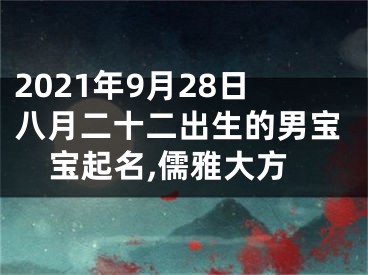 2021年9月28日八月二十二出生的男宝宝起名,儒雅大方