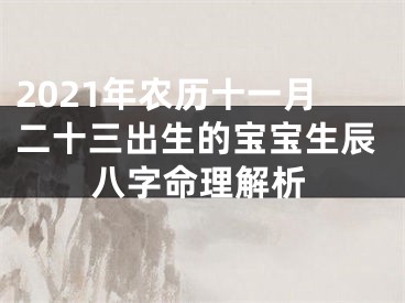 2021年农历十一月二十三出生的宝宝生辰八字命理解析