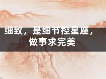 细致，是细节控星座，做事求完美