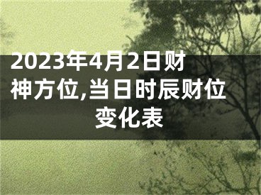 2023年4月2日财神方位,当日时辰财位变化表