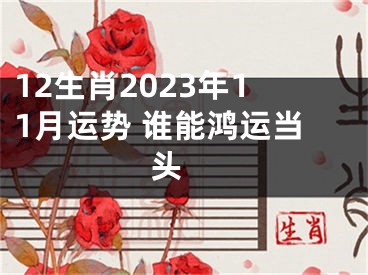 12生肖2023年11月运势 谁能鸿运当头 