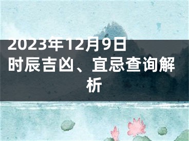 2023年12月9日时辰吉凶、宜忌查询解析