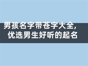 男孩名字带苍字大全,优选男生好听的起名