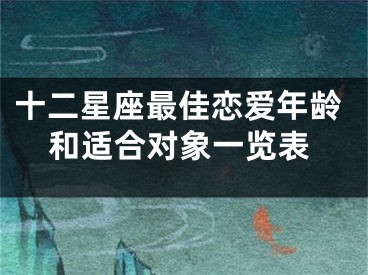 十二星座最佳恋爱年龄和适合对象一览表