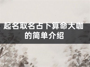 起名取名占卜算命大咖的简单介绍