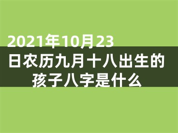 2021年10月23日农历九月十八出生的孩子八字是什么