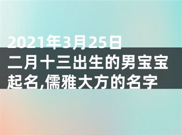 2021年3月25日二月十三出生的男宝宝起名,儒雅大方的名字