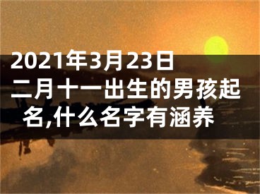 2021年3月23日二月十一出生的男孩起名,什么名字有涵养