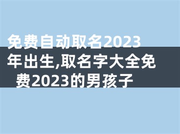 免费自动取名2023年出生,取名字大全免费2023的男孩子