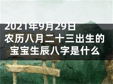 2021年9月29日农历八月二十三出生的宝宝生辰八字是什么